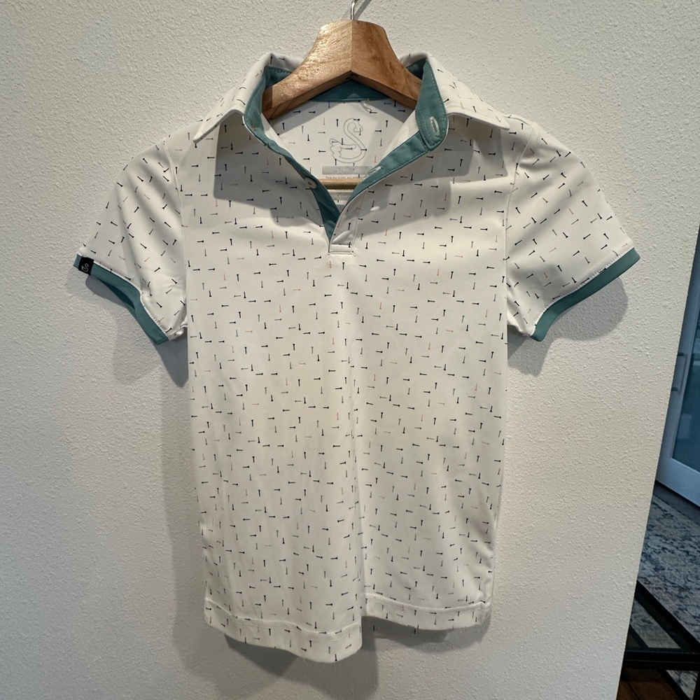 Swannies Green and White Polo Shirt with Lightweight Fabric